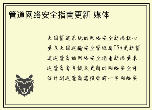 管道网络安全指南更新 媒体
